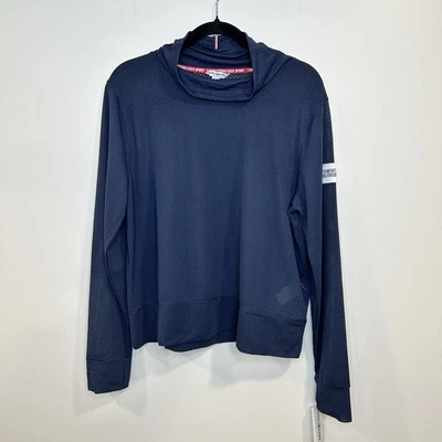Tommy Hilfiger Top Deportivo Mujer Azul Marino Malla Cuello Alto Manga Larga Atlético Talla L Foto 1 de 4
