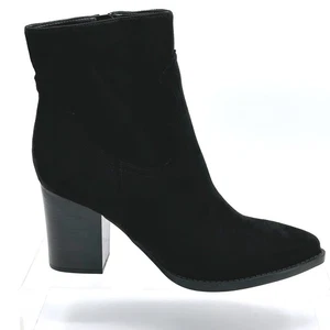 Botines Nine West Talla 10.5 Negro Tela Gamuza Punta Bloque Western Taytay - Imagen 1 de 17