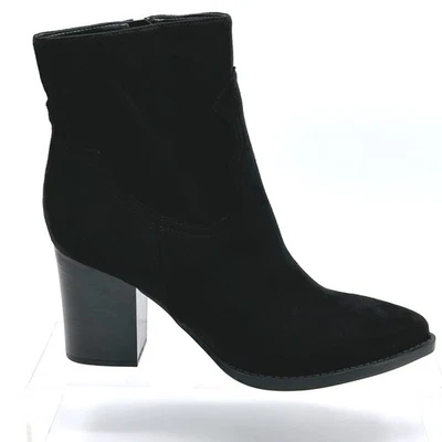 Nine West Size 10.5 Black Sueded Fabric Ankle Boots Block Pointed Western Taytay - Image 1 of 4