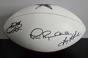 Fútbol americano firmado The Triplets Troy Aikman, Michael Irvin, Emmitt Smith Cowboys - Imagen 1 de 7