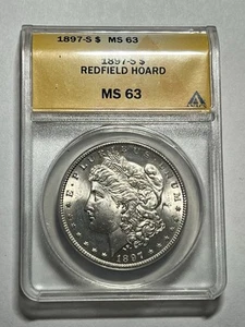 1897 S US Morgan Silver Dollar ANACS MS63 Redfield Hoard - Picture 1 of 4
