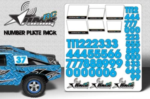 RC Number plate sticker pack 1/8 1/10 Scale body universal fit race decals-BlueW - Picture 1 of 1