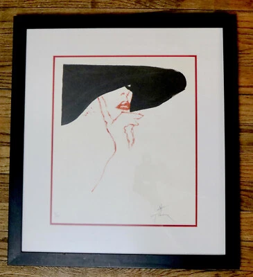 René Gruau ESQUISSE DE BRIGITTE emoldurado litho assinado numerado 1988 - Imagem 1 de 4