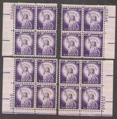 US. 1035. 3c. Statue of Liberty, 4 Position Matched PB4 #25546. MNH. 1966 - Image 1 of 2