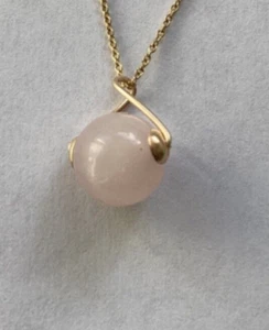 rose quartz 9ct gold pendant, solid 9ct gold, natural pink gemstone  - Picture 1 of 8
