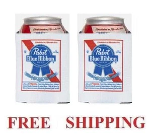 CINTA AZUL PABST PBR 2 ENFRIADORES DE LATAS DE CERVEZA KOOZIE COOLIE HUGGIE COOZIE NUEVO - Imagen 1 de 1