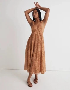 NWT Madewell sourced Georgette Ruffle Sleeve Tiered Midi Dress Size 6 $178 - Picture 1 of 7