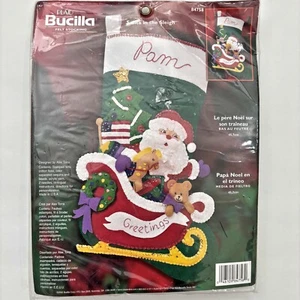 Bucilla Santa Sleigh Felt Stocking Kit 84758 Christmas Holiday Made USA Vintage - Picture 1 of 3
