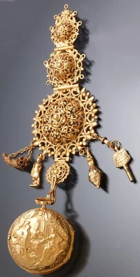 Antique Chatelaine with Repousse Verge Fusee Keywind Pocket Watch CA1785 - Image 1 of 4