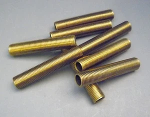 (8) 2" Solid Brass Nipples 1/8 IPS 3/8" OD Lamp Part Lighting Electrical NSB5 - Picture 1 of 4