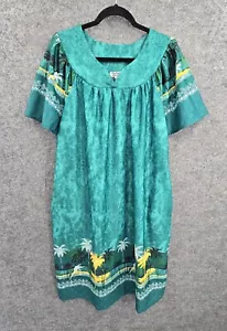 Anthony Richards Kaftan Mumu Dress Womens Large Pockets Short Sleeve Midi Green - Picture 1 of 13