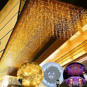 LED Lichterkette Eisregen Weihnachtsbeleuchtung Außen Innen Timer Weihnachtsdeko - Bild 1 von 38