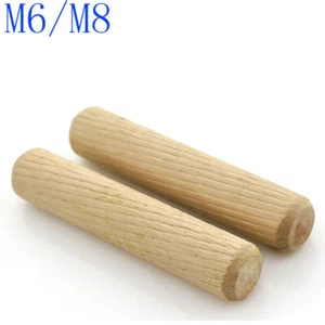 M6 M8 Wood Dowel Pins Hardwood Multi-Grooved Chamfered Flutted Beech Wood - Picture 1 of 4
