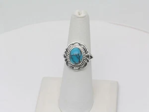 Native American Navajo Handmade Sterling Silver & Turquoise Ladies Ring Size 6.5 - Picture 1 of 7