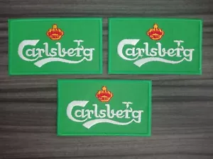 3 pcs BEER Carlsberg Patch Iron on Embroidered or Sew on Shirt Jacket bag hat - Picture 1 of 5