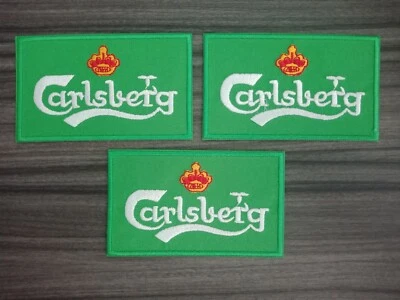 3 pcs BEER Carlsberg Patch Iron on Embroidered or Sew on Shirt Jacket bag hat - Image 1 of 4