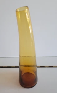IKEA AMBER GLASS BENT VASE SOLID DESIGN 9.5 INCHES - Picture 1 of 6