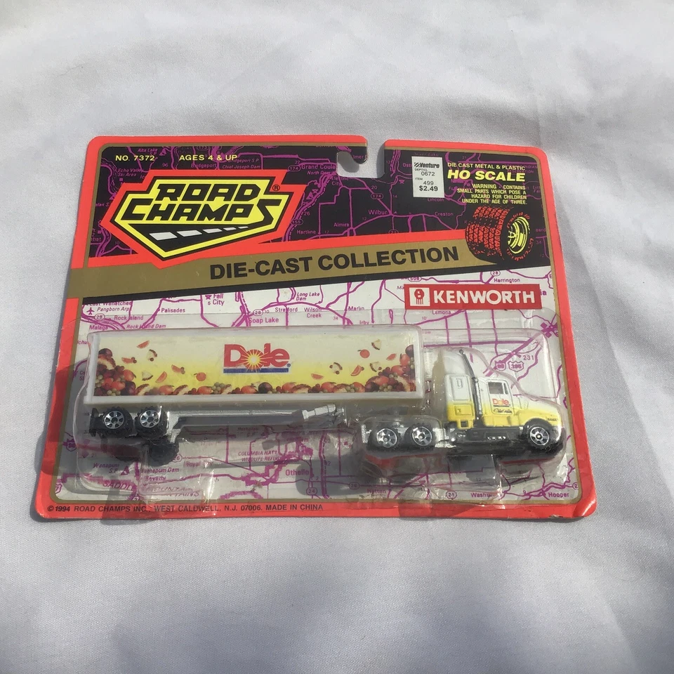 Road Champs Kenworth T600a Dole Tractor Trailer HO Scale 1 87