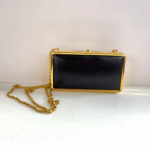 Valerie Stevens Evening Purse Clutch Chain Strap Hinged Box Gold Tone Frame - Picture 1 of 21