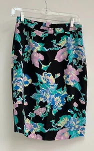 NWT YUMI KIM Black Silk Skirt with Teal Lilac Floral Print S - Picture 1 of 2