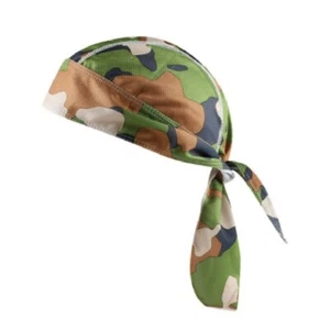 Moisture Wicking Woodland Jungle Green Camo Headwrap Biker Durag Skull Cap Hat - Picture 1 of 1