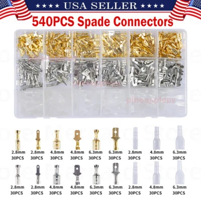 540Pcs Quick Splice Male&Female Wire Spade Connector Crimp Terminals for Speaker - Image 1 of 4