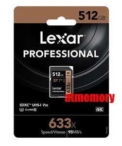 Genuine Lexar 512GB 512G SD SDXC Memory Card 633X Class 10 UHS-1 95MB/s 4K Video - Picture 1 of 1