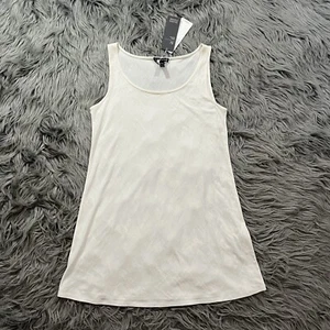 NWT Eileen Fisher Tank Top Off White Stretch Silk Jersey Scoop Neck Tunic Sz XS - Picture 1 of 7