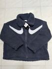 Nike NSW Swoosh Sherpa Zip Jacket Thunder Blue/ White Women Medium DD5620-437