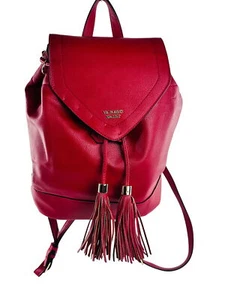 Victorias Secret Red Backpack Purse Bag With Tassels & Drawstring Closure - Picture 1 of 24