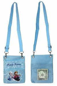 Disney Frozen Blue Elsa Anna Wallet Camera Pouch Bag Purse Shoulder Strap 7.5" - Picture 1 of 5