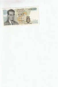 BELGIUM 20 FRANCS 1964 Banknote World Paper LOOK RARE - Picture 1 of 2