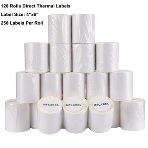 120 Rolls 4x6 Direct Shipping Thermal Label 250/Roll For Zebra 2844 ZP450 Eltron - Picture 1 of 12