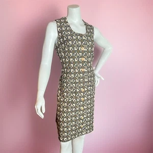 VINTAGE 60s Mod Gogo Dress Size 10 Burt Stanley California Sleeveless Geometric - Bild 1 von 8