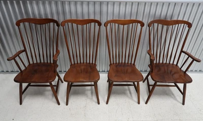 4 Nichols & Stone Country Tall Fan Back Maple Windsor Dining Chairs - Image 1 of 4