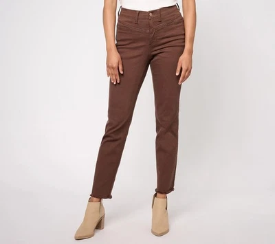 Denim and Co Canyon Retreat Easy Stretch Colored Straight Jean Size 14 Chocolate - Image 1 of 4