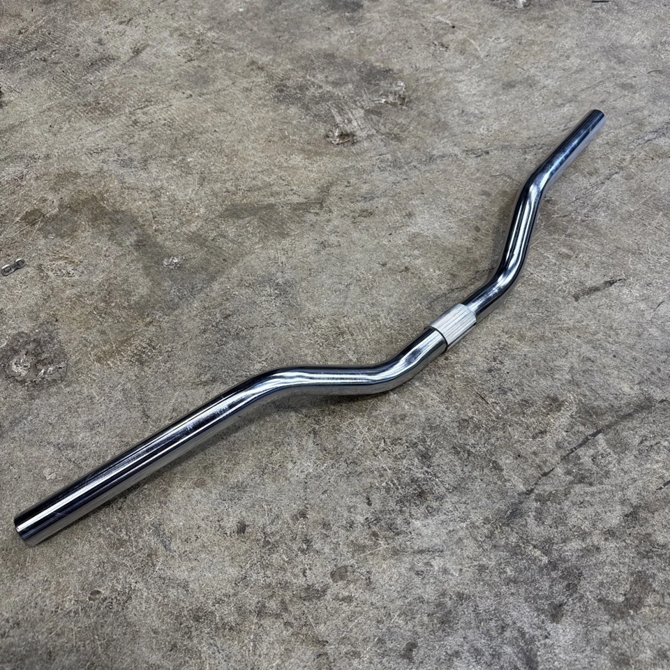 Manillar cromado vintage, 640 mm de ancho, 22,2 / 25,4 mm abrazadera cuña acero años 80 elevación Foto 1 de 4