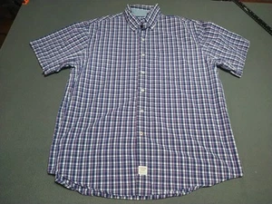 Camisa IZOD Hombres L Azul Cuadros Manga Corta Abotonada Oficina Nerd Papá Clásica - Imagen 1 de 9
