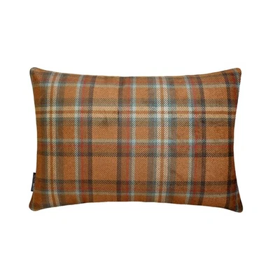 Orange Winter Plaid Lumbar Pillow Cover Velvet Cushion Cover - Plaidflow Orange - Image 1 of 4
