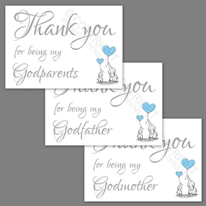 Thank You for Being My Godparents Godmother Godfather A6 Card Godson Boys Blue - Picture 1 of 4