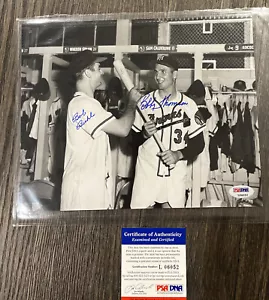 Bobby Thomson and Bob Buhl Signed 8 x 10 Milwaukee Braves Photo PSA DNA Cert. - Picture 1 of 3