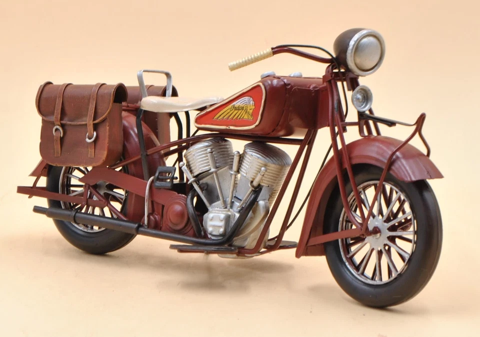 Handmade Indian Motorcycle 1:8 Tinplate Antique Style Metal Model Superb Artwork - Image 1 of 2