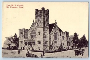1912 erste methodische Episkopalkirche Gebäude Mount Pleasant Iowa IA Postkarte - Bild 1 von 2