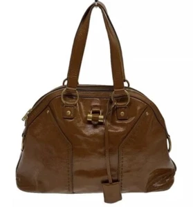 YVES SAINT LAURENT Muse Leather Shoulder Tote Bag Brown Authentic Used - Picture 1 of 6