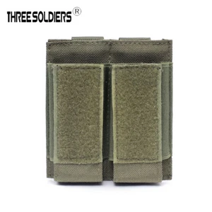 Tactical Double Pistol Gun Magazine Pouch Molle Handgun Mag Pouch Airsoft Holder - Picture 1 of 23