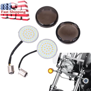 1157 LED Turn Signals Light Inserts Smoke Lens For Harley Touring Dyna Softail - Picture 1 of 12