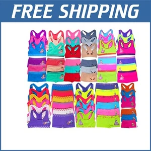6-Pack Girls Spaghetti Strap Bras & Boyshorts Set in Bright, Stylish Colors - Picture 1 of 7