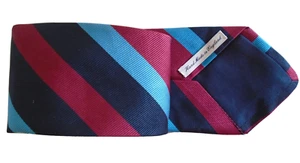 Burberry London men's silk necktie Blue/Red stripes 60" - Picture 1 of 6