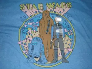 Star Wars Han Solo Chewbacca R2-D2 70's Retro Blue T-shirt Men's XL New w/ Tag - Picture 1 of 2