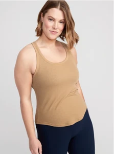 Old Navy Womens UltraLite Rib-Knit Racerback Tank Top Tan Size L NWT - Picture 1 of 5
